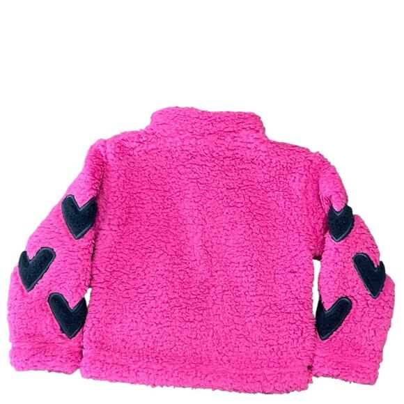 Splendid Girl’s Jacket Pink Fleece Navy Blue Heart Details Size 3T NWT - Picture 4 of 10